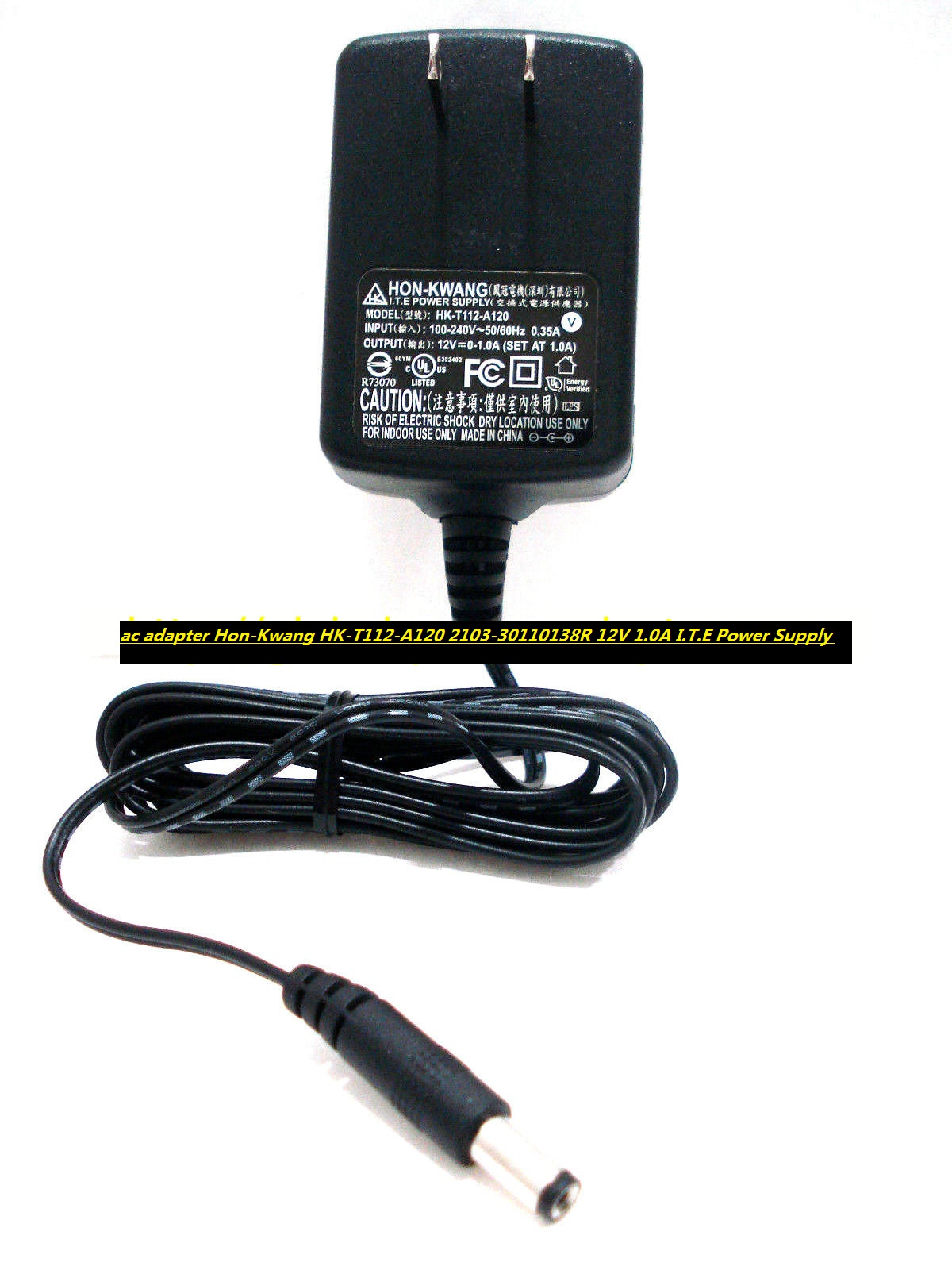 *100% Brand NEW* ac adapter Hon-Kwang HK-T112-A120 2103-30110138R 12V 1.0A I.T.E Power Supply - Click Image to Close